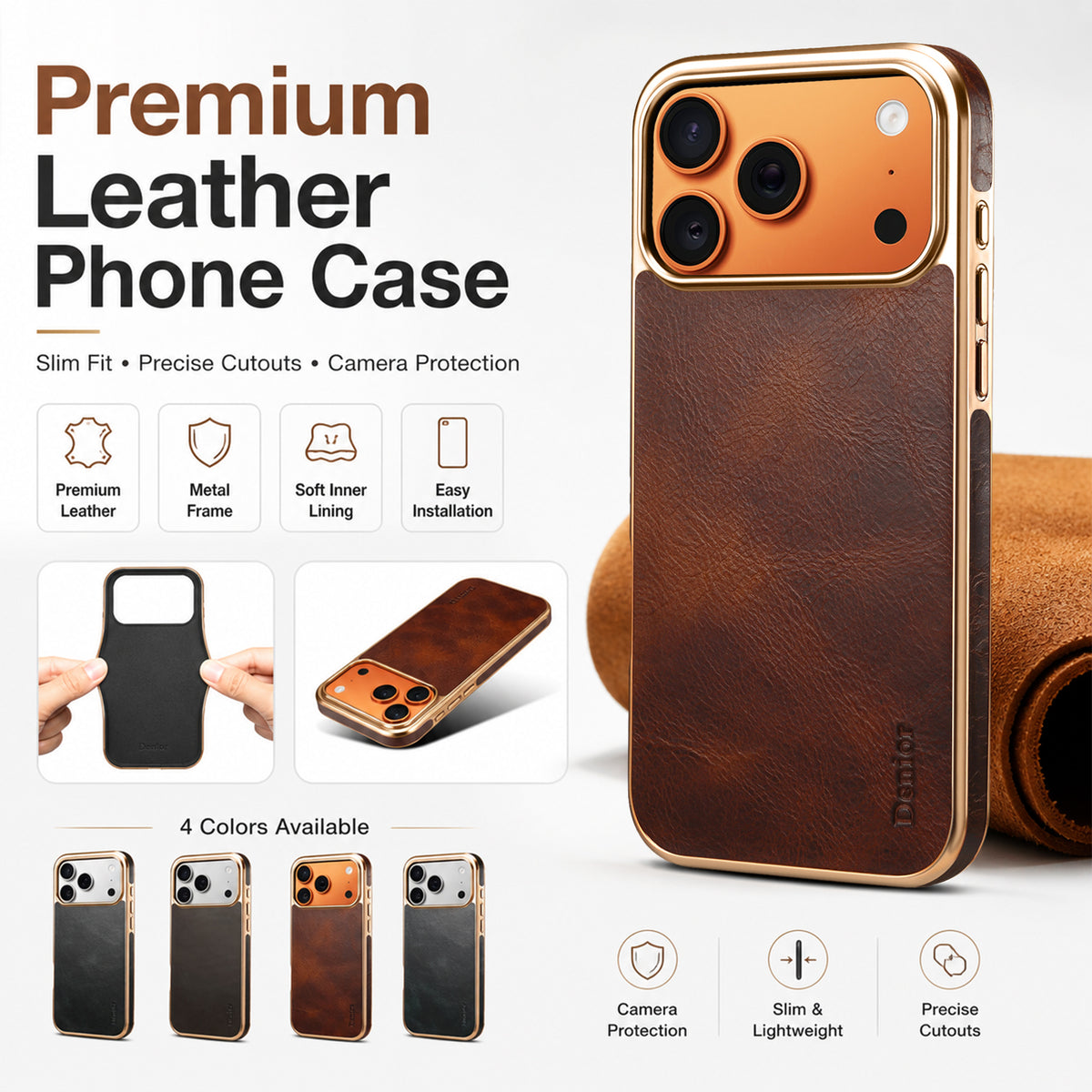 Oil Wax Genuine Cowhide Leather Phone Case | A01