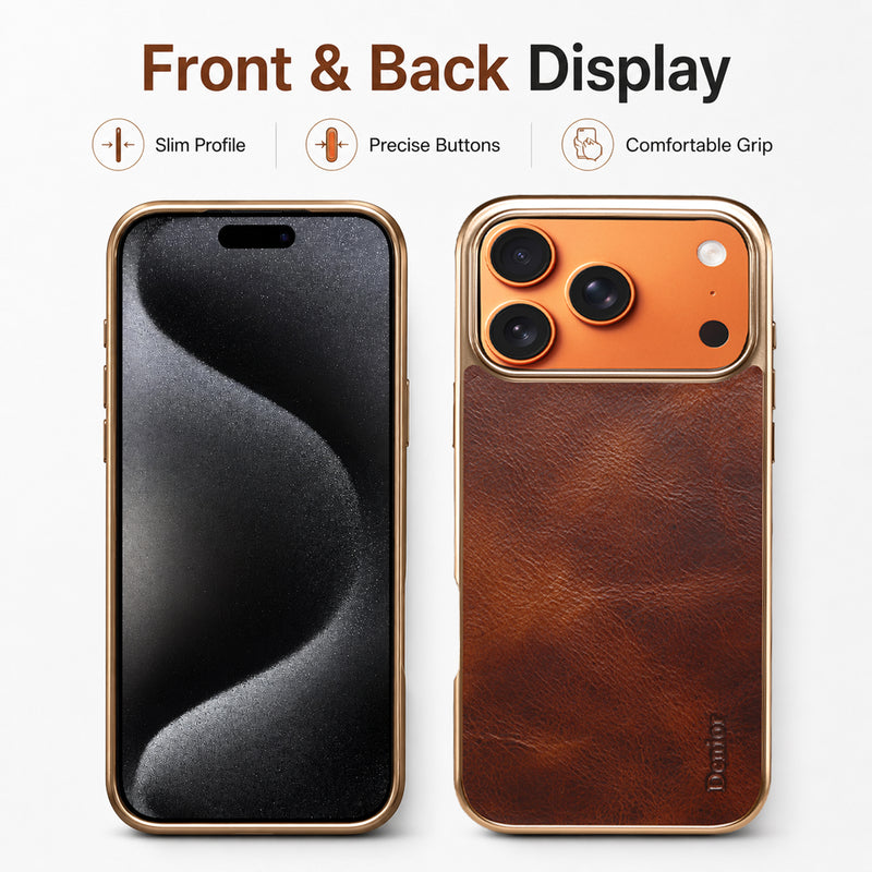 Oil Wax Genuine Cowhide Leather Phone Case | A01