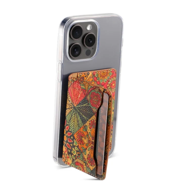 V04 Adhesive Phone Card Holder - Patchwork Cork