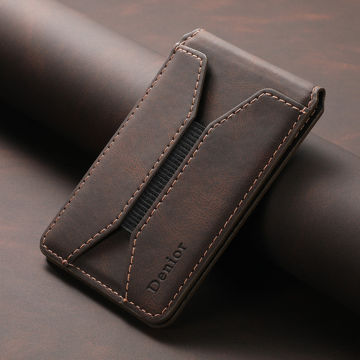 V11 Magnetic Card Holder with Elastic Band - PU Leather