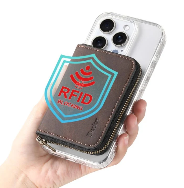 V17 Magnetic Zipper Card Holder - PU Leather