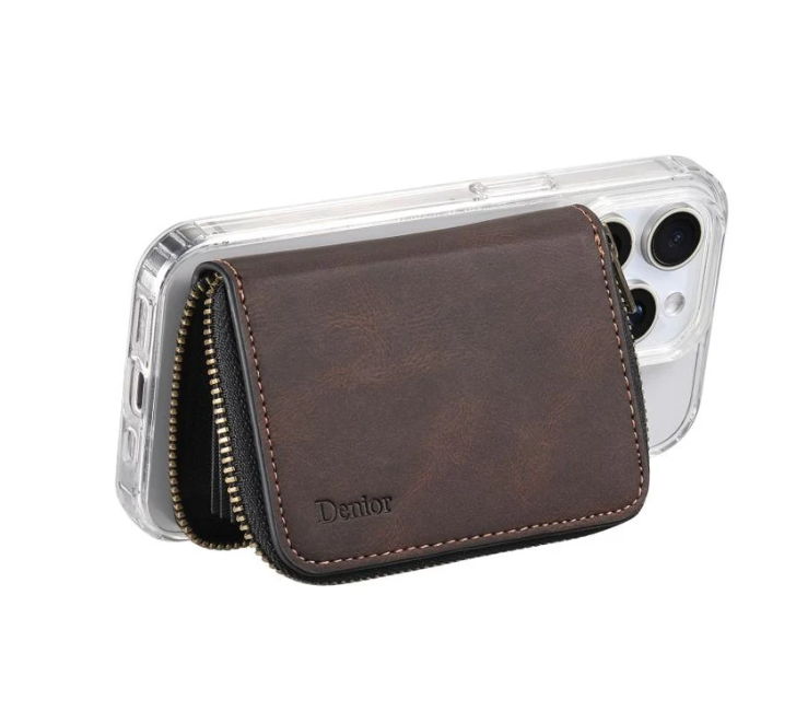 V17 Magnetic Zipper Card Holder - PU Leather