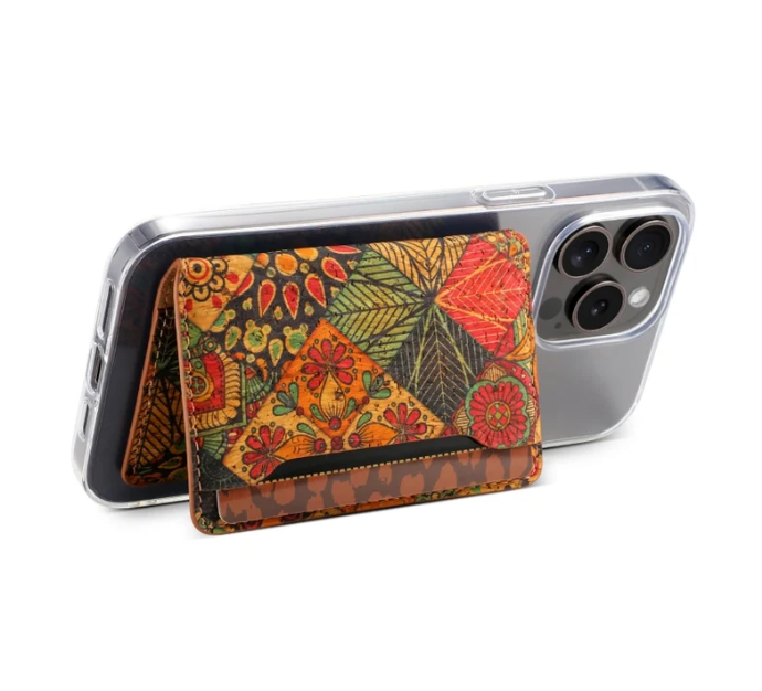 V04 Adhesive Phone Card Holder - Patchwork Cork