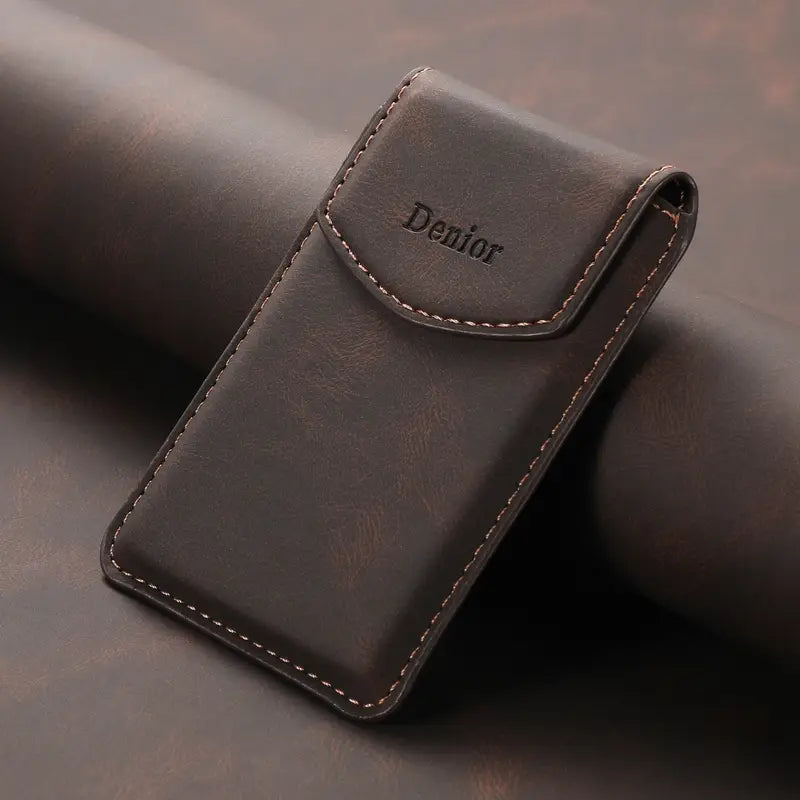 V12 Magnetic Card Holder with Flap - PU Leather