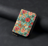 V16 Magnetic Zipper Card Holder - Floral Cork