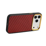 Woven Twill Cowhide Leather Magnetic Case (Gold Lens Trim) | A26+1