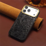 Vintage Tang Floral Cowhide Leather Magnetic Case | A26+2