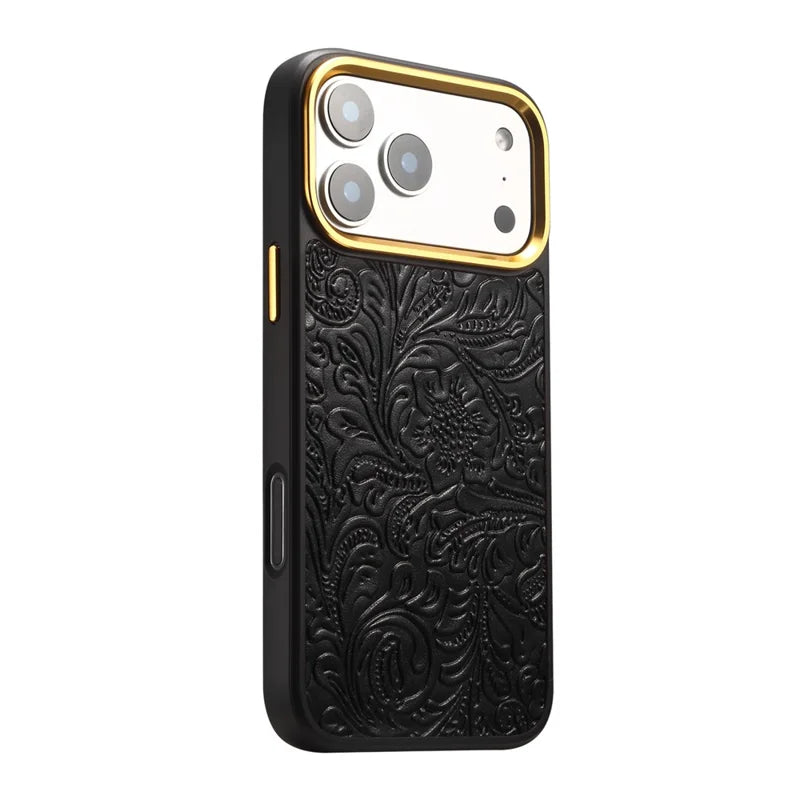 Vintage Tang Floral Cowhide Leather Magnetic Case | A26+2