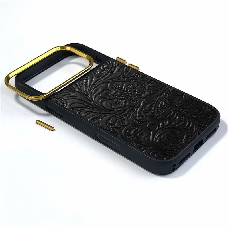 Vintage Tang Floral Cowhide Leather Magnetic Case | A26+2