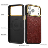 Vintage Tang Floral Cowhide Leather Magnetic Case | A26+2