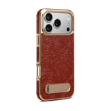 Vintage Tang Floral Cowhide Magnetic Case with Kickstand | A25