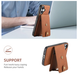 V09 Magnetic Card Holder with Button Strap - PU Leather