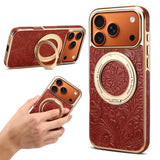 Vintage Tang Flower Cowhide Case with Rotatable Kickstand | A23+3