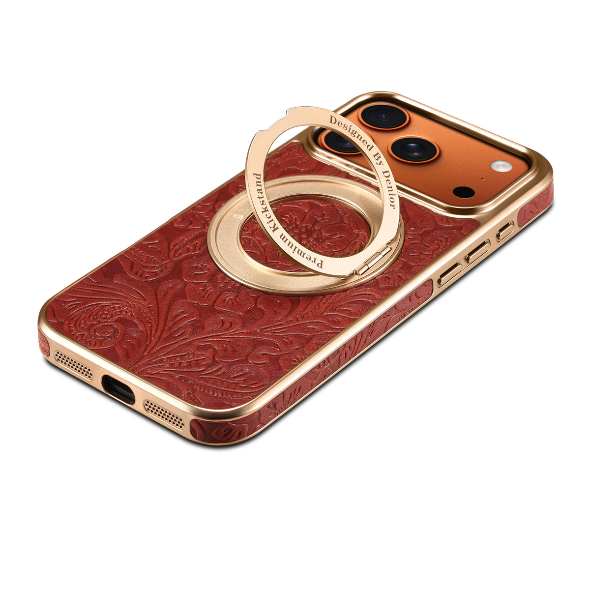 Vintage Tang Flower Cowhide Case with Rotatable Kickstand | A23+3