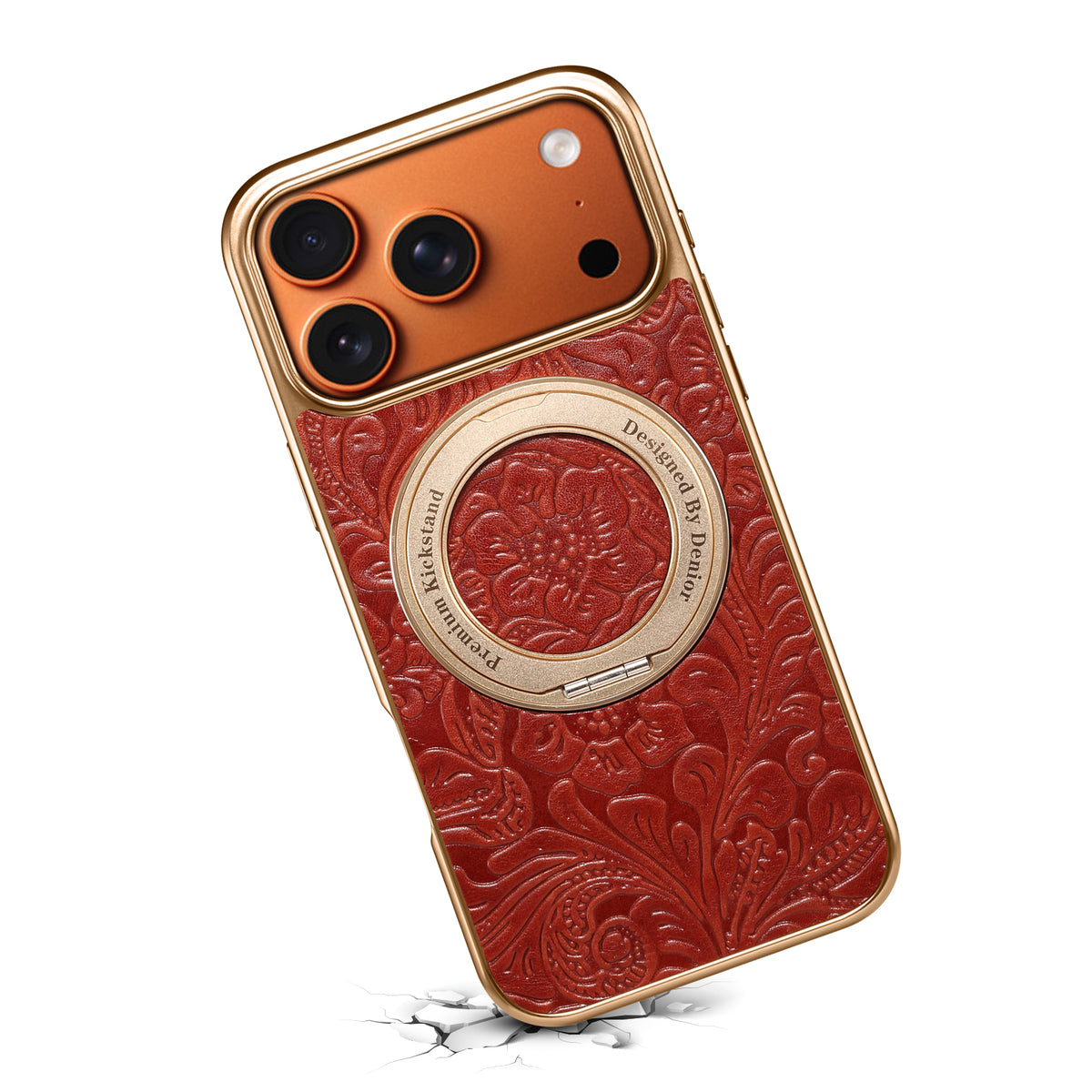 Vintage Tang Flower Cowhide Case with Rotatable Kickstand | A23+3