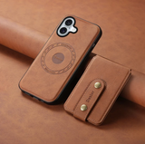 V09 Magnetic Card Holder with Button Strap - PU Leather