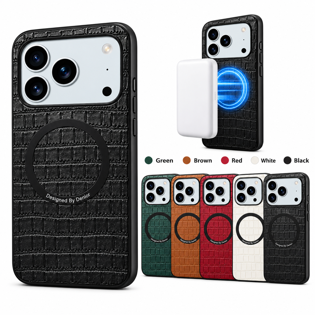 Crocodile PU Leather Magnetic Ring Phone Case | A09+1