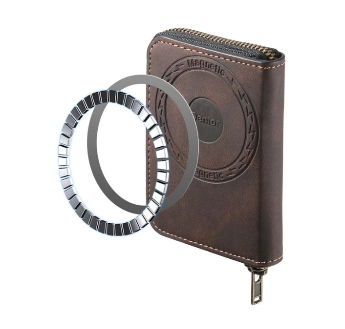 V17 Magnetic Zipper Card Holder - PU Leather
