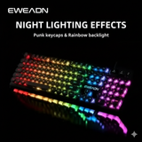 EWEADN 104-Key Retro Gaming Keyboard, Typewriter-Inspired RGB Backlit Silent with Round Keycaps, Wired USB for PC & Laptop Game