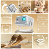 Velec 2025 New Projector 8K Video Decode 650 ANSI 1080 Auto Focus Android 14 Smart Portable Outdoor Movie Projector Home Theater