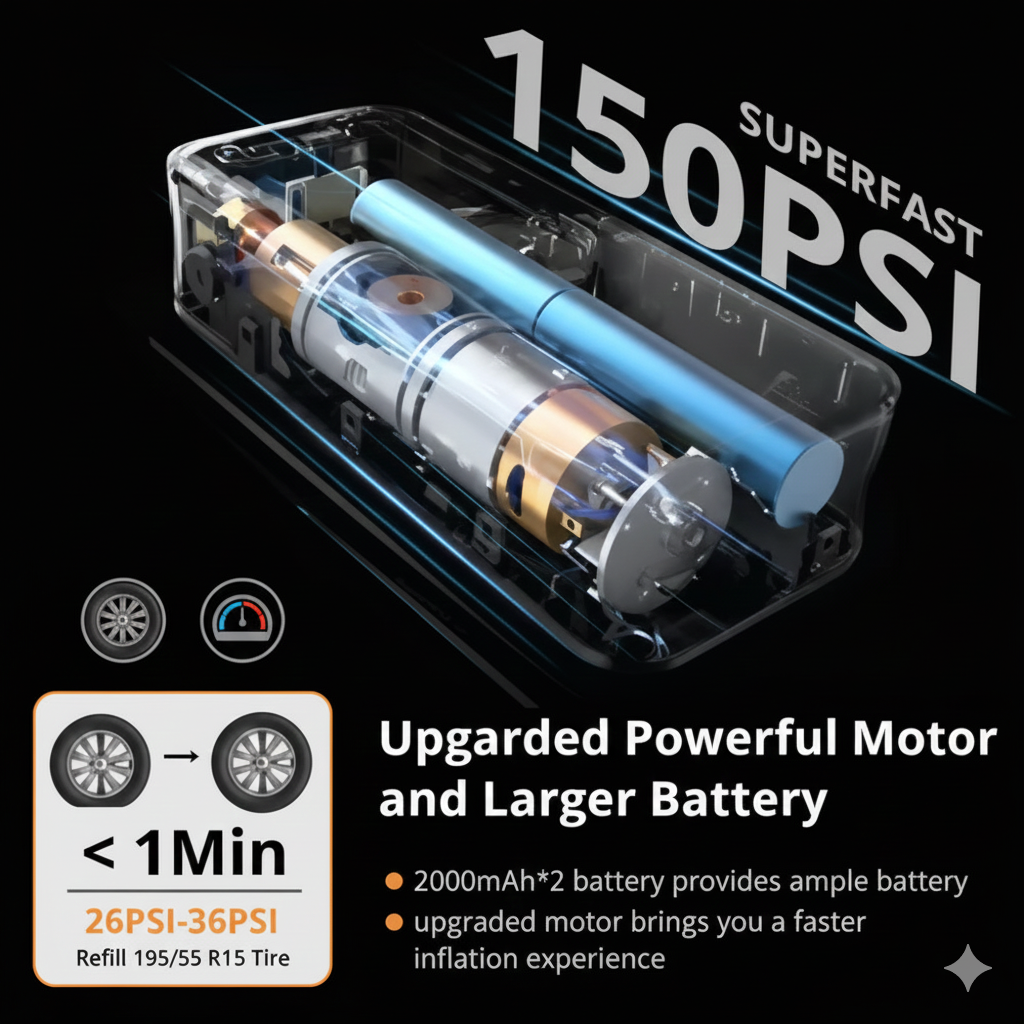 CARSUN Portable Tire Inflator Rechargeable Electric Inflator For Car Bicycle Digital Air Compressor Football Ball Inflator Pump