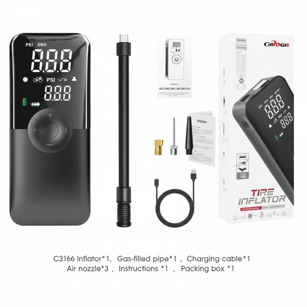 CARSUN Portable Tire Inflator Rechargeable Electric Inflator For Car Bicycle Digital Air Compressor Football Ball Inflator Pump