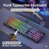 EWEADN 104-Key Retro Gaming Keyboard, Typewriter-Inspired RGB Backlit Silent with Round Keycaps, Wired USB for PC & Laptop Game