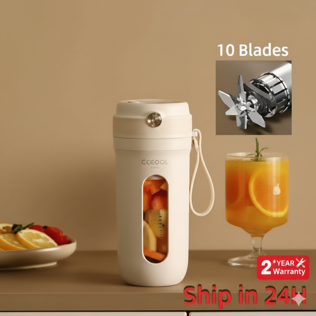 4/10 Blades Electric Portable Blender 350ML Juicer Fruit Mixers USB Rechargeable Smoothie Juicer Cup Squeezer Juice Maker