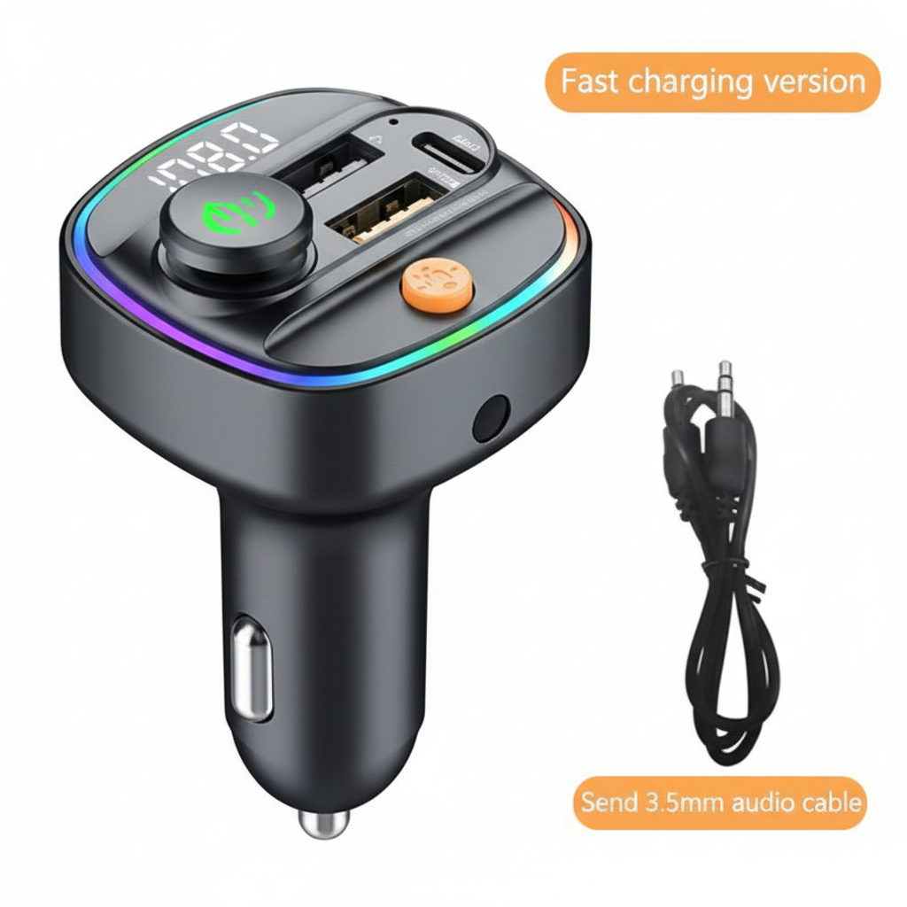 Bluetooth 5.3 FM Transmitter Handsfree Car AUX Radio Modulator MP3 Player with 22.5W & PD30W Fast Charge Adapter Car Accessories