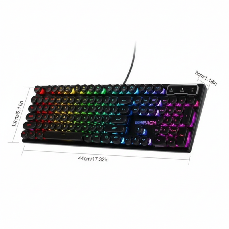 EWEADN 104-Key Retro Gaming Keyboard, Typewriter-Inspired RGB Backlit Silent with Round Keycaps, Wired USB for PC & Laptop Game