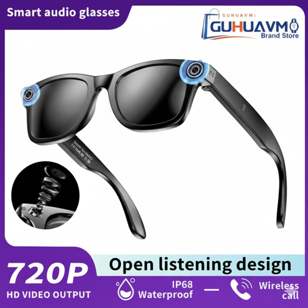 AI Smart Glasses with 8MP Camera Video Recording 100+ Languages Translation Sunglasses Bluetooth Call Music Play Men Women 2025
