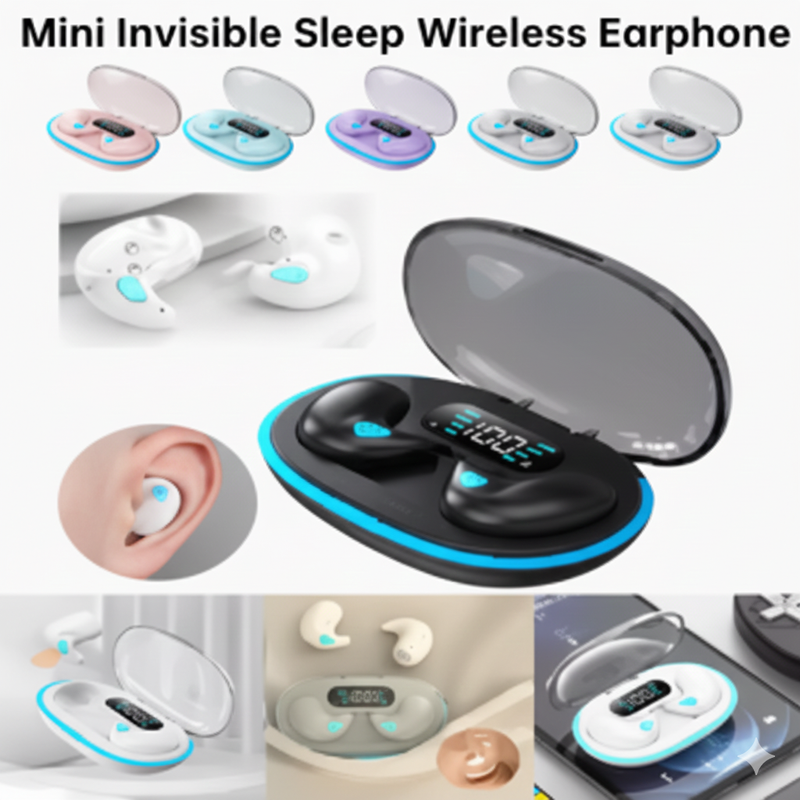 X55 Mini Invisible Sleep Wireless Earphone Bluetooth 5.3 Waterproof Noise Cancelling Touch Control Headphone for Better Sleep