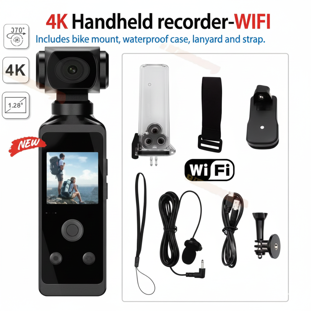 4K / 5K Ultra HD WIFI Action Camera 270° Rotatable Mini Sports Cam Waterproof Case Helmet Travel Bicycle Driver Recorder 1080P