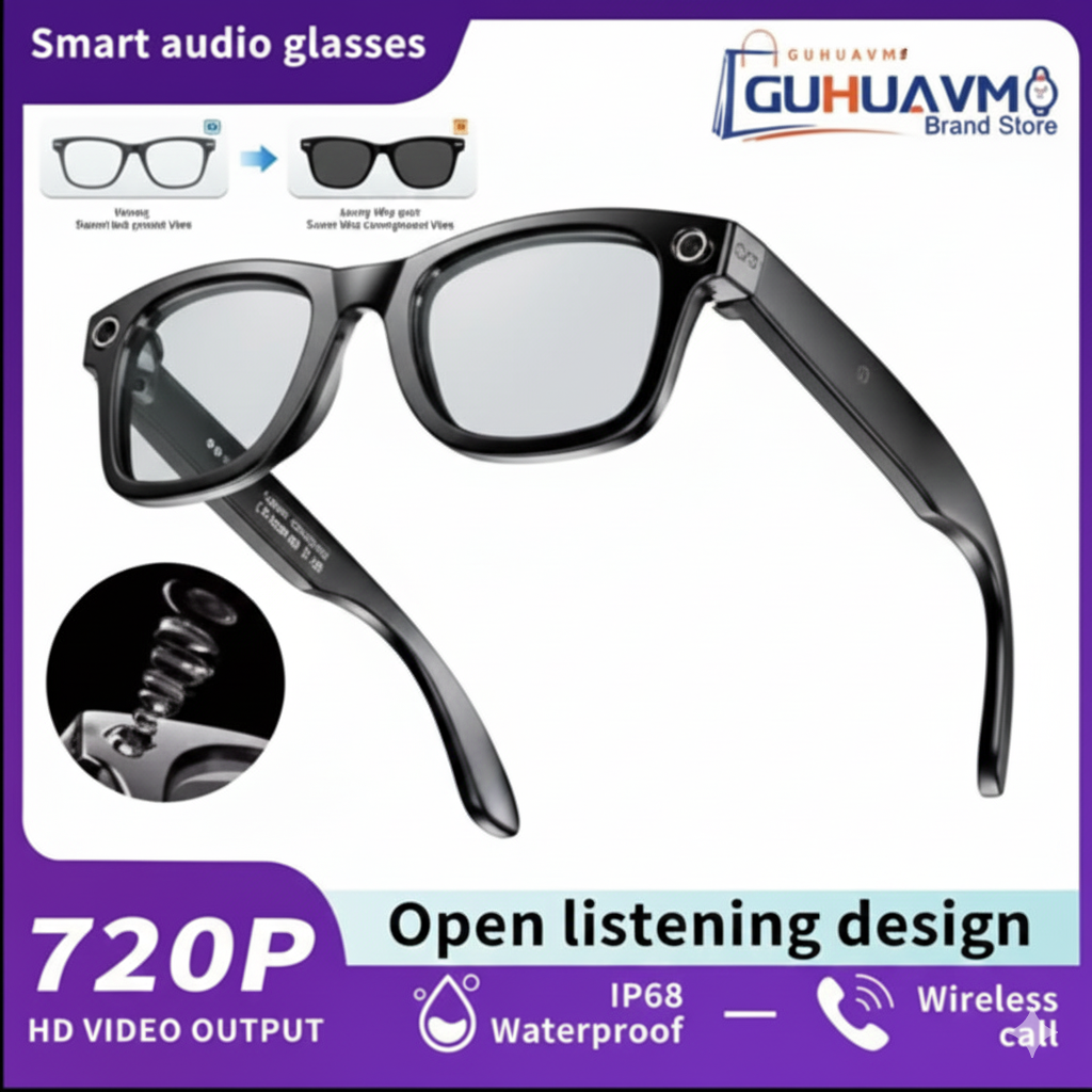 AI Smart Glasses with 8MP Camera Video Recording 100+ Languages Translation Sunglasses Bluetooth Call Music Play Men Women 2025