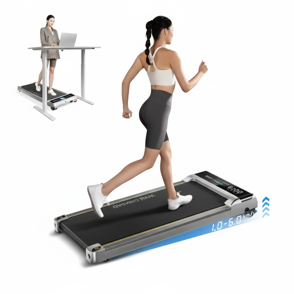 YPOO 38cm Treadmill for Home Low Noise Walking Pad Under Desk Running Machine with YPOOFIT APP