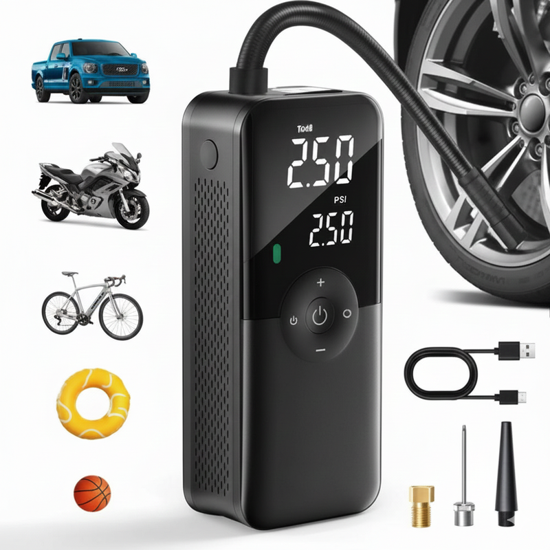 CARSUN Portable Tire Inflator Rechargeable Electric Inflator For Car Bicycle Digital Air Compressor Football Ball Inflator Pump
