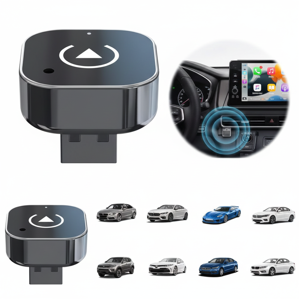 2 in 1 Wireless CarPlay Android Auto Adapter Smart USB Dongle Auto Connect Plug & Play for iPhone and Android Factory Wired Cars