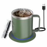 Self-Heating Coffee Mug - 12oz USB Electric Heated Mug Heat 131-149℉ Smart Warming Travel Mug Double Layer Food Grade Cup Warmer
