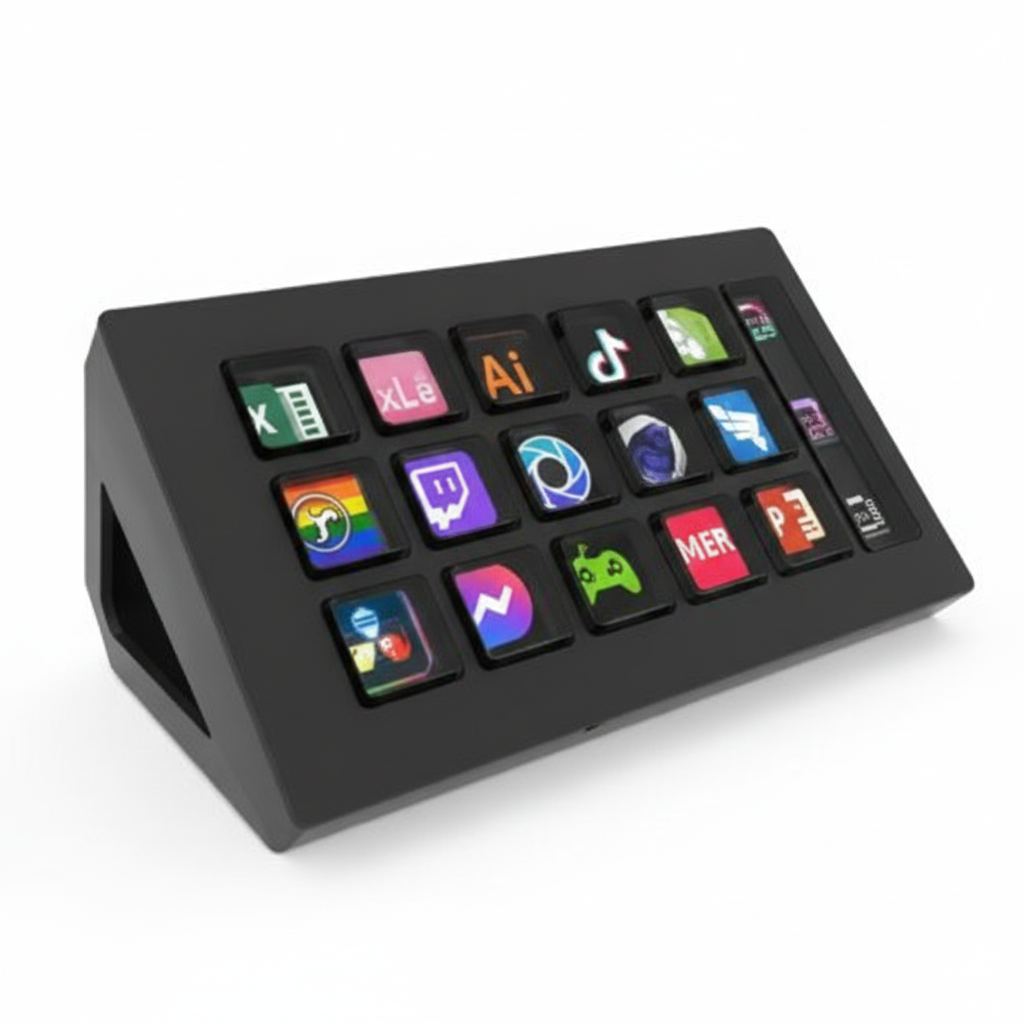 HAISEEN Visual Stream Deck Keyboard LCD Button 15Key Live Content Creation Controller Customizable Windows Mac OS Android iOS