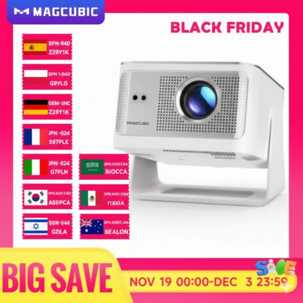 Magcubic 900ANSI Android 14 Projector Auto Focus Support 8K Native 1080P With Wifi6 BT5.4 16G Allwinner H726 Portable HY350Max