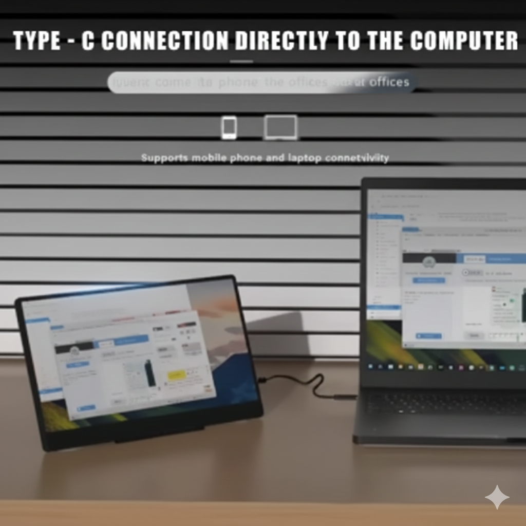 MUCAI N140-S36 Portable Display 14 Inch 60Hz Resolution 1366*768 TN Panel 250cd/㎡ Brightness 3ms Response Portable Monitor