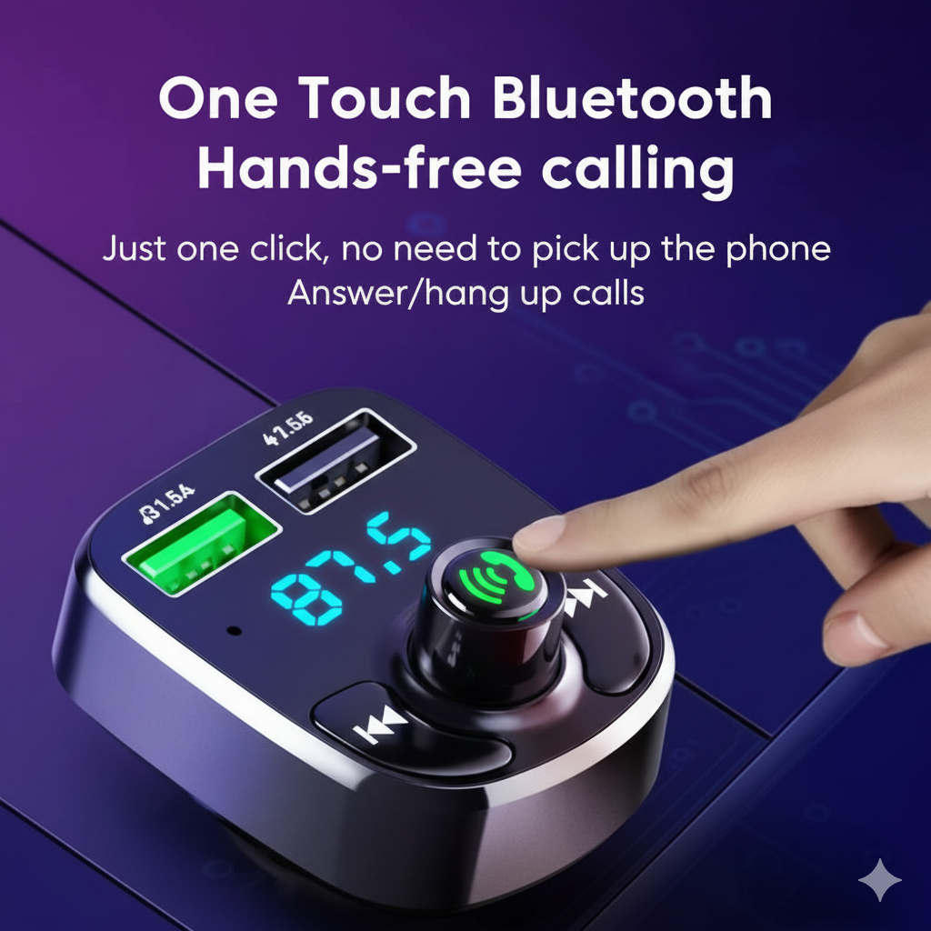 LED MP3 Car Bluetooth FM Hands-Free Bluetooth-compaitable 5.0 Transmitter 3.1A QC3.0 PD Type C Dual USB Car Charger