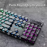EWEADN 104-Key Retro Gaming Keyboard, Typewriter-Inspired RGB Backlit Silent with Round Keycaps, Wired USB for PC & Laptop Game