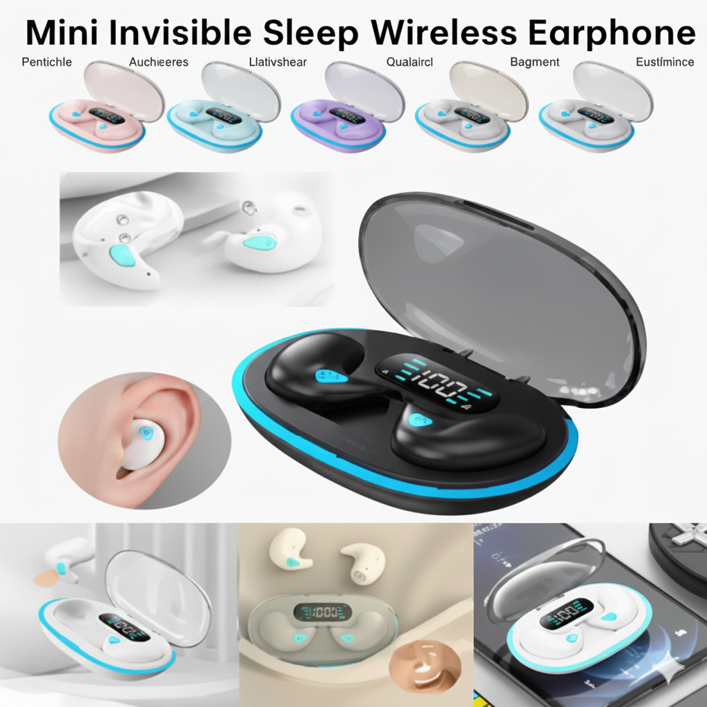 X55 Mini Invisible Sleep Wireless Earphone Bluetooth 5.3 Waterproof Noise Cancelling Touch Control Headphone for Better Sleep