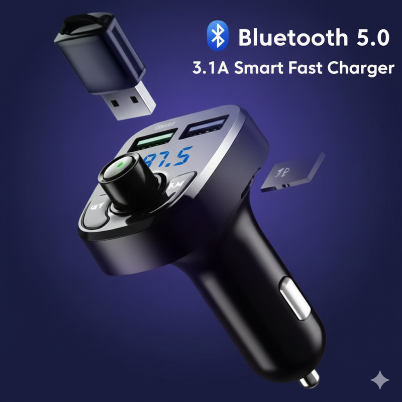 LED MP3 Car Bluetooth FM Hands-Free Bluetooth-compaitable 5.0 Transmitter 3.1A QC3.0 PD Type C Dual USB Car Charger