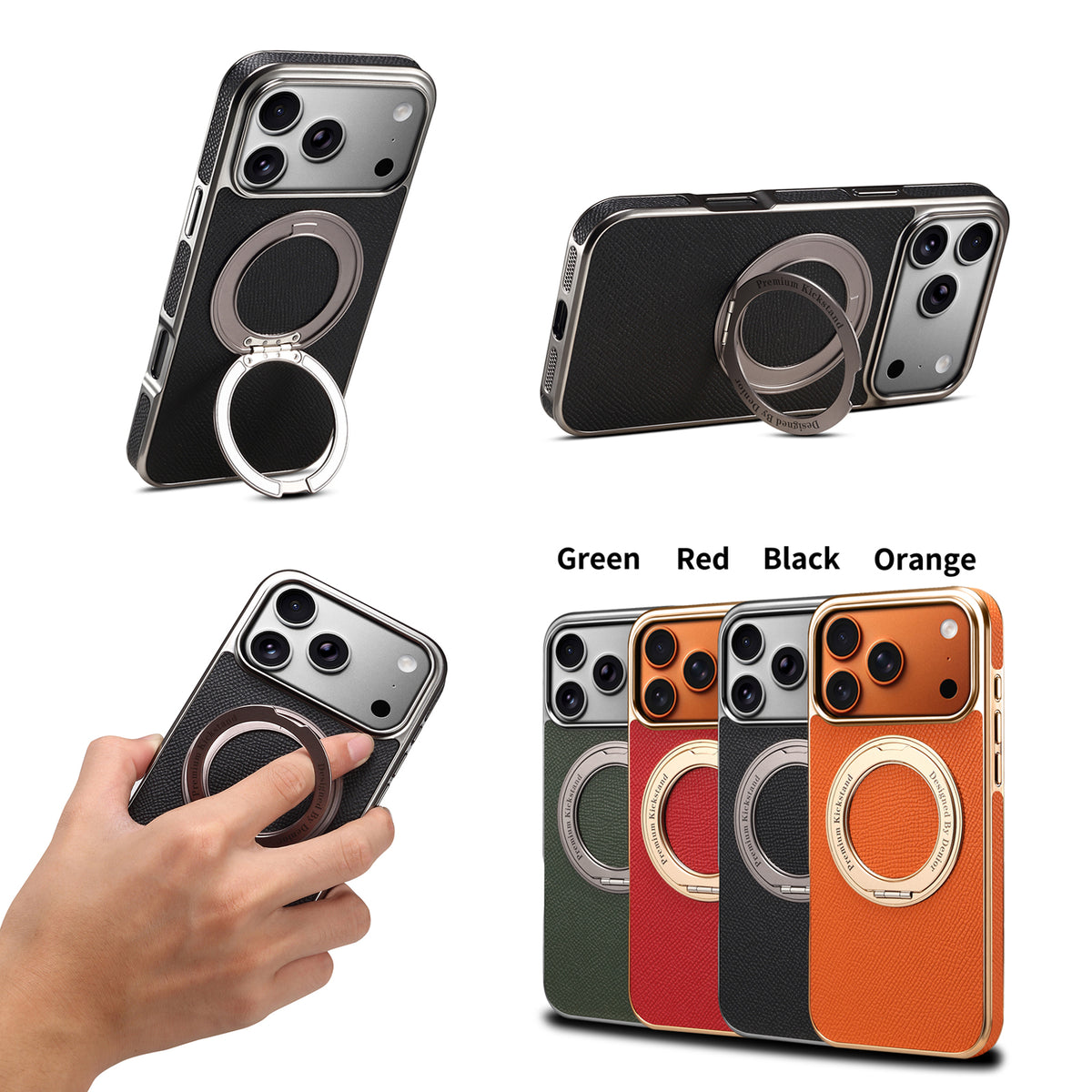 Top-Grain Cowhide Leather Case with Rotatable Kickstand | A23+1