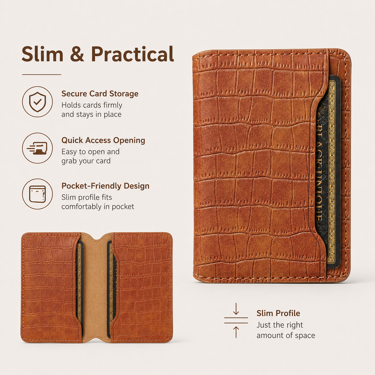 V03 Adhesive Phone Card Holder - Crocodile Pattern