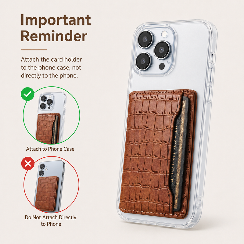 V03 Adhesive Phone Card Holder - Crocodile Pattern