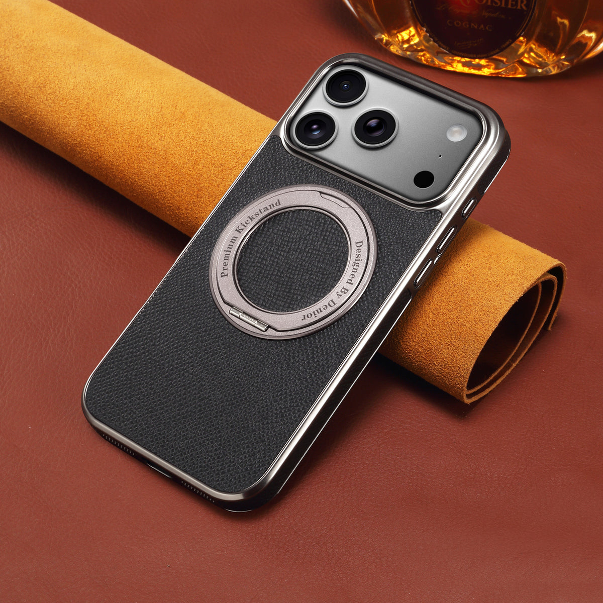 Top-Grain Cowhide Leather Case with Rotatable Kickstand | A23+1