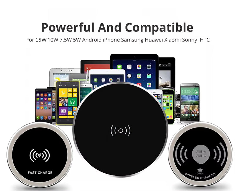 Desk Embeded Wireless Charger for iPhone 11 X Samsung S10 Xiaomi mi 9 Table Office 15W 10W 7.5W Qi Fast Pad Phone Charger 3.0
